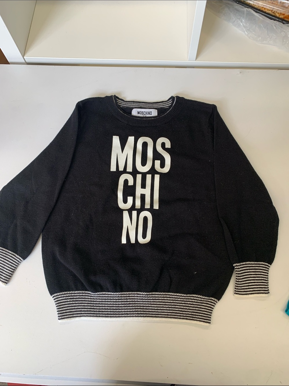 Moschino Black Crewneck Sweater with White Logo